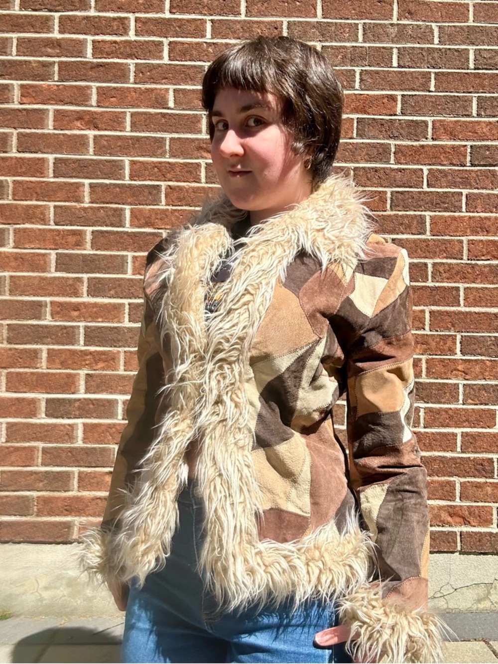 Y2K patchwork suede afghan jacket - Picture 2 of 15